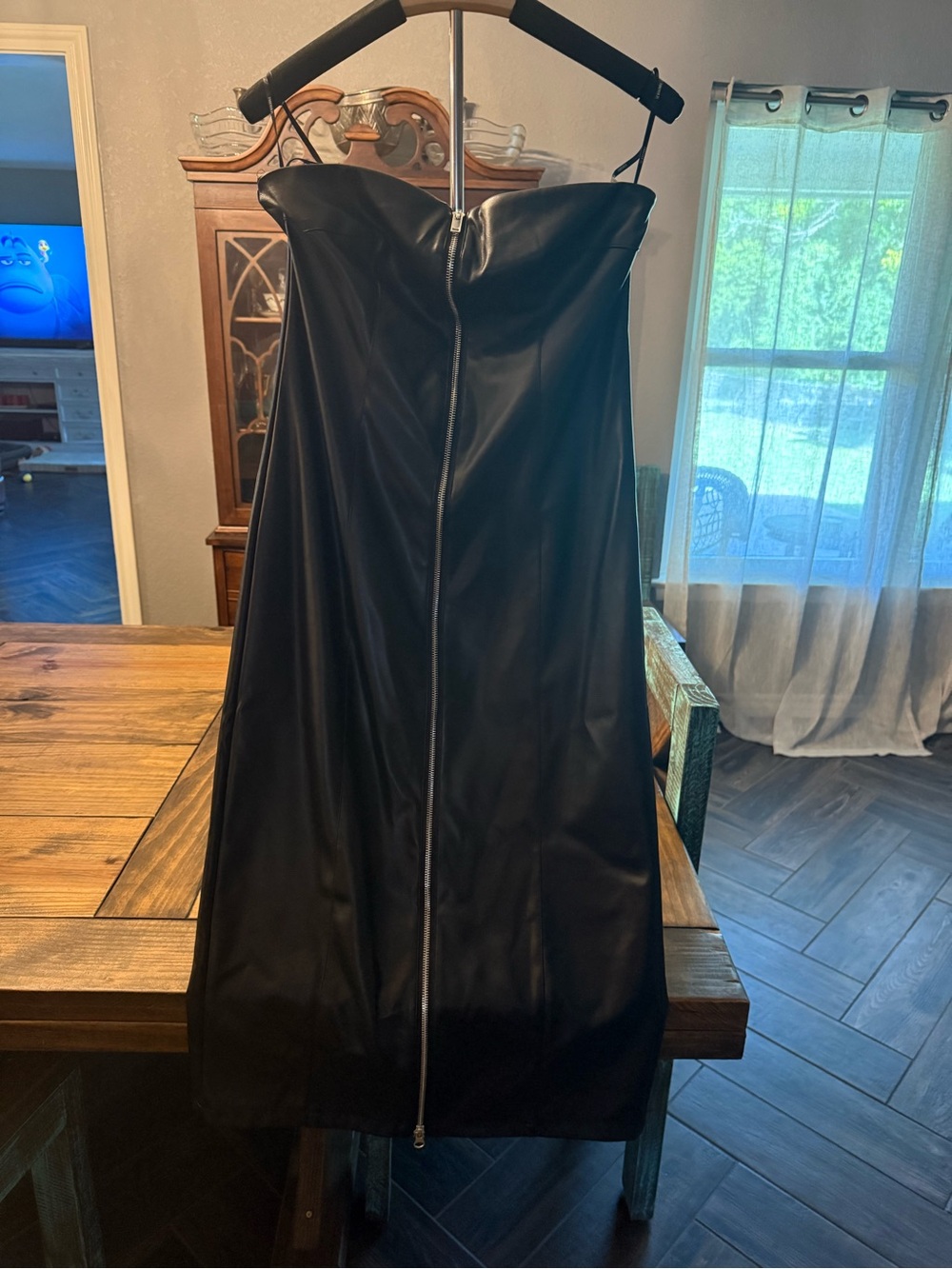 Forever 21 Black Faux Leather Strapless Dress